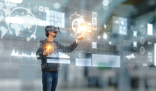 Experiência de realidade virtual. Tecnologias do futuro. — Fotografia de Stock