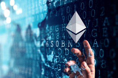Kripto para birimi konsepti. Karışık ortam