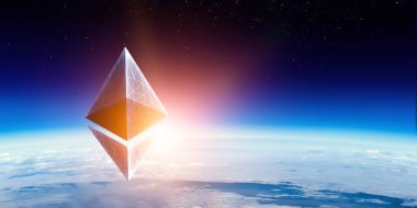 Kripto para birimi alanı. 3d render