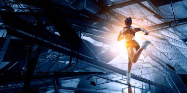 Koşmak sporcumuz yarışı. Karışık teknik