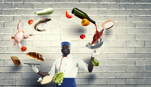 He is super chef . Mixed media — Stock Photo, Image