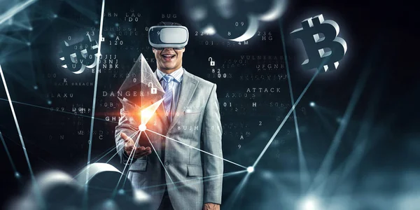 Virtual reality erfaring. Fremtidens teknologier. - Stock-foto