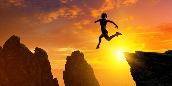 Бегунья преодолевает трудности. Смешанные медиа
