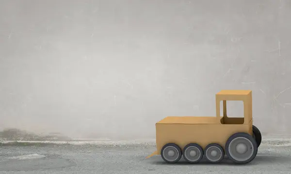 硬纸板玩具火车混合媒体 — 图库照片
