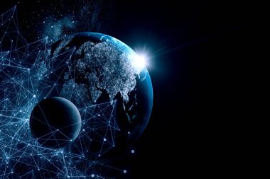 Küresel teknoloji kavramı. Karışık ortam