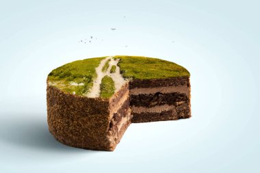 Kekin üzerindeki yeşil manzara