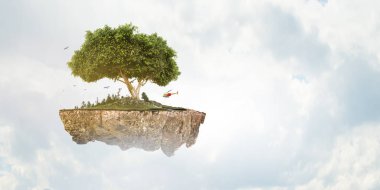 Ağaç ve manzaranın resmi