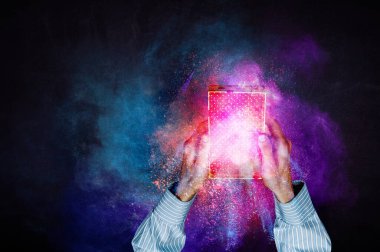 Sihirli hediye kutusu görüntüsü. Karışık ortam