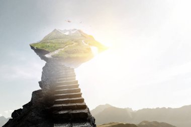 Dağ manzarası. Karışık ortam