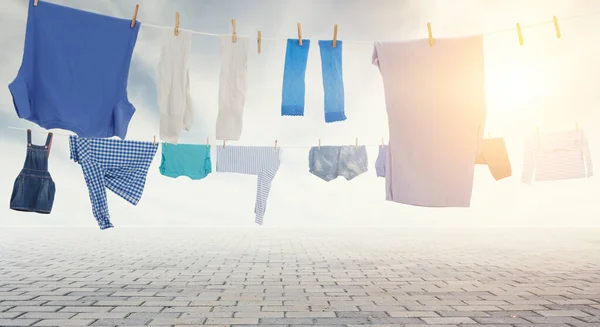 Washing and cleaning clothes . Mixed media — Stock Photo, Image