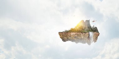 Dağ manzarası. Karışık ortam