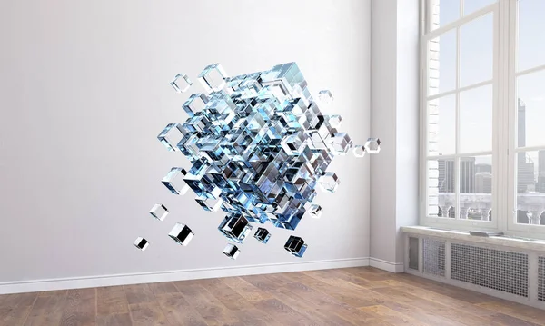 Плавающие кубики. Концепция инноваций и творчества — стоковое фото