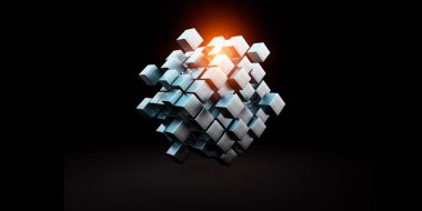 Yüzen parlak küp ağı. Karışık ortam