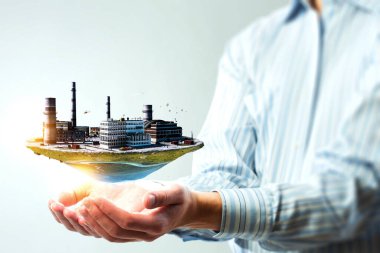 Bacalı sanayi manzarası. Karışık ortam