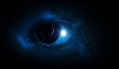 İnsan gözü ve uzay. Bu görüntünün elementleri NASA tarafından desteklenmektedir.