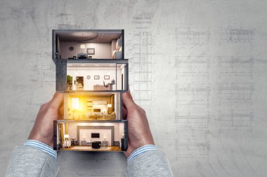 Emlak konsepti. Karışık ortam