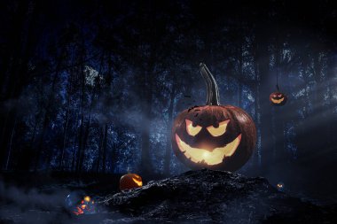 Korkunç cadılar bayramı görüntüsü. Karışık ortam