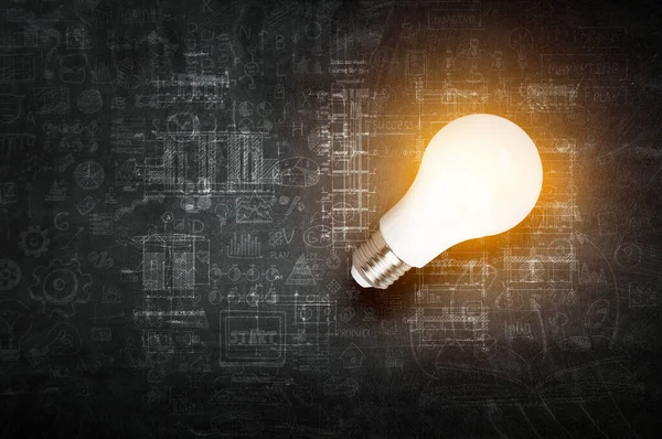Glühbirnen-Image als Symbol für Innovation. Gemischte Medien — Stockfoto