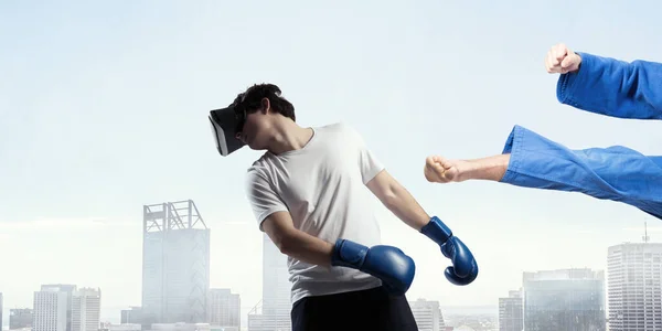 Jongeman boksen. . Gemengde media — Stockfoto