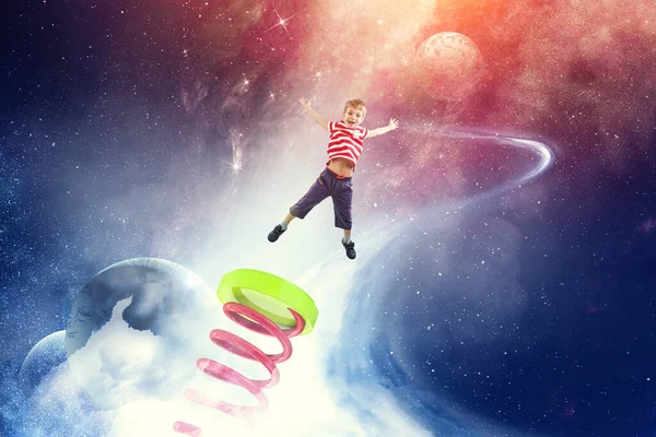 Kids jumping in the sky — Stock Photo, Image