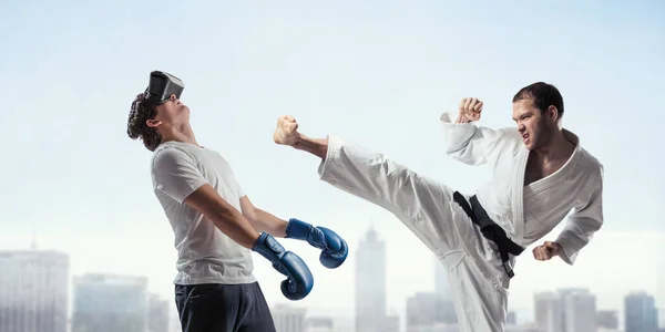 Ung man boxning. . Blandade medier — Stockfoto