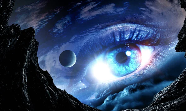 Human eye and space. Elements of this image furnished by NASA. — Stock Photo, Image