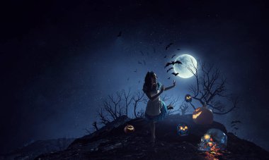 Korkunç cadılar bayramı görüntüsü. Karışık ortam