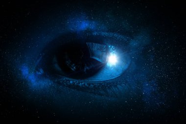 İnsan gözü ve uzay. Bu görüntünün elementleri NASA tarafından desteklenmektedir.