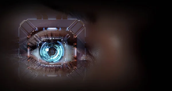 Primer plano del ojo de la mujer en proceso de escaneo —  Fotos de Stock