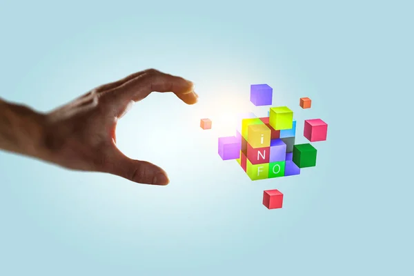 Светящиеся кубики. Концепция инноваций и творчества — стоковое фото