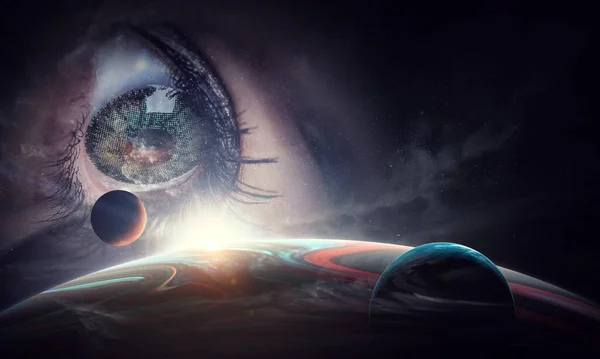 Human eye and space. Elements of this image furnished by NASA. — Stock Photo, Image