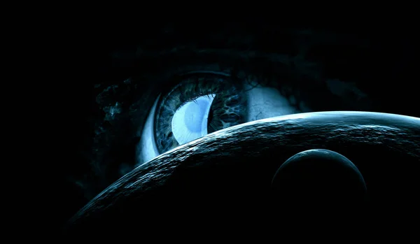 Человеческий глаз и пространство. Элементы этого изображения предоставлены НАСА. — стоковое фото