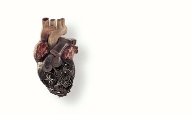 Metal elementlerden yapılmış insan kalbi görüntüsü