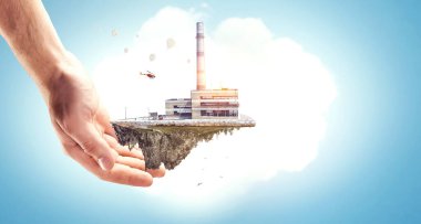 Bacalı sanayi manzarası. Karışık ortam