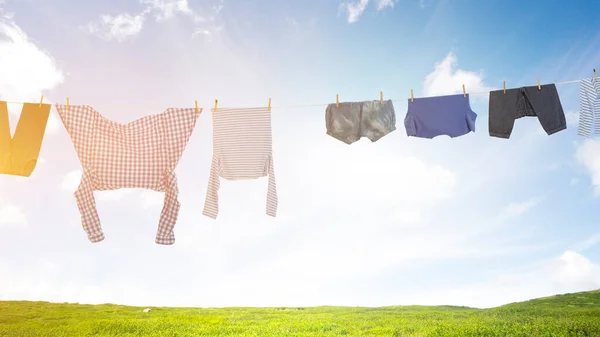 Washing and cleaning clothes . Mixed media — Stock Photo, Image