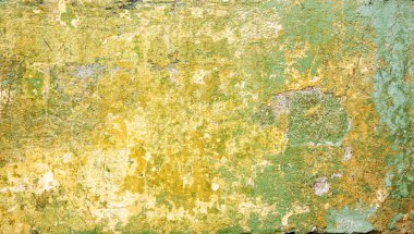 Eski sıva duvar doku ve sarı ve yeşil renk kırık boya grunge arka plan