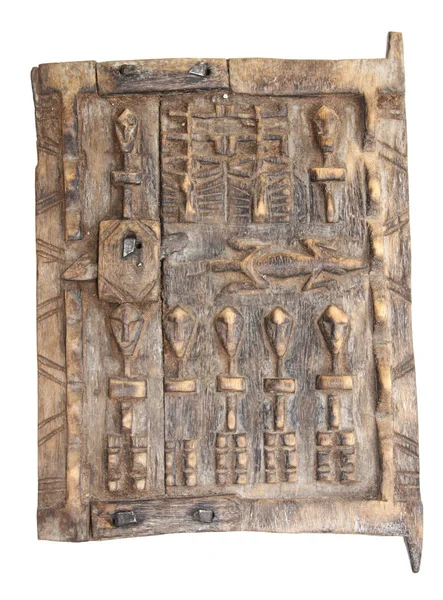 Традиционный Марокканский Деревянный Затвор Декоративным Резным Орнаментом Людьми Ящерицей Объект — стоковое фото