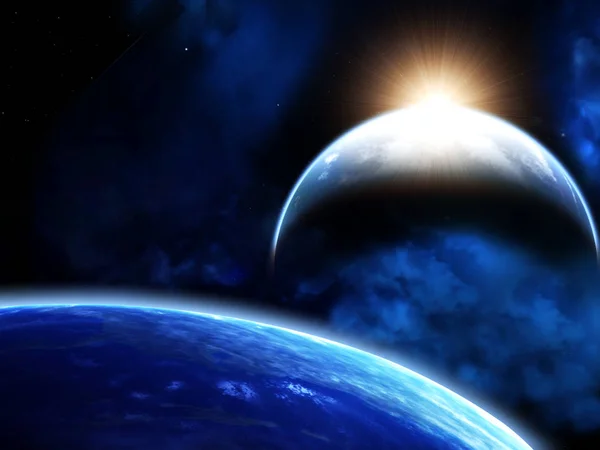 Una Hermosa Escena Espacial Con Sol Planetas Nebulosa Elementos Esta — Foto de Stock
