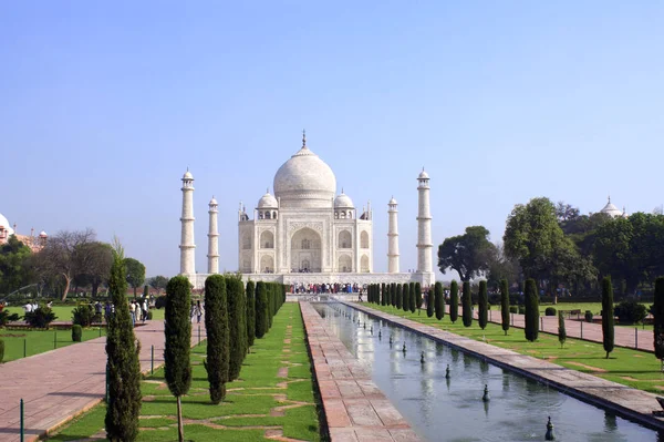 Sławnej Siły Przyciągania Turysty Mauzoleum Tadż Mahal Agrze Indiach Światowego — Zdjęcie stockowe