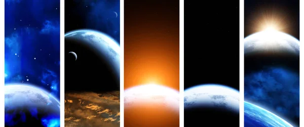 Verticale Ruimtebanners Met Planeten Nevels Sterren Elementen Van Deze Beelden — Stockfoto