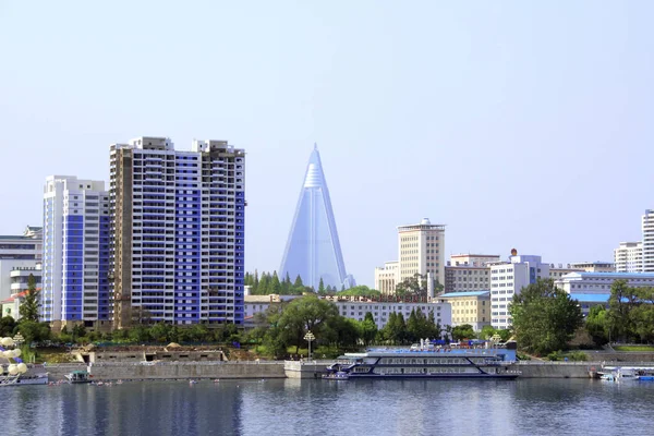Widok Lotu Ptaka Nowy Kompleks Mieszkaniowy Daedong River Rzeki Taedong — Zdjęcie stockowe