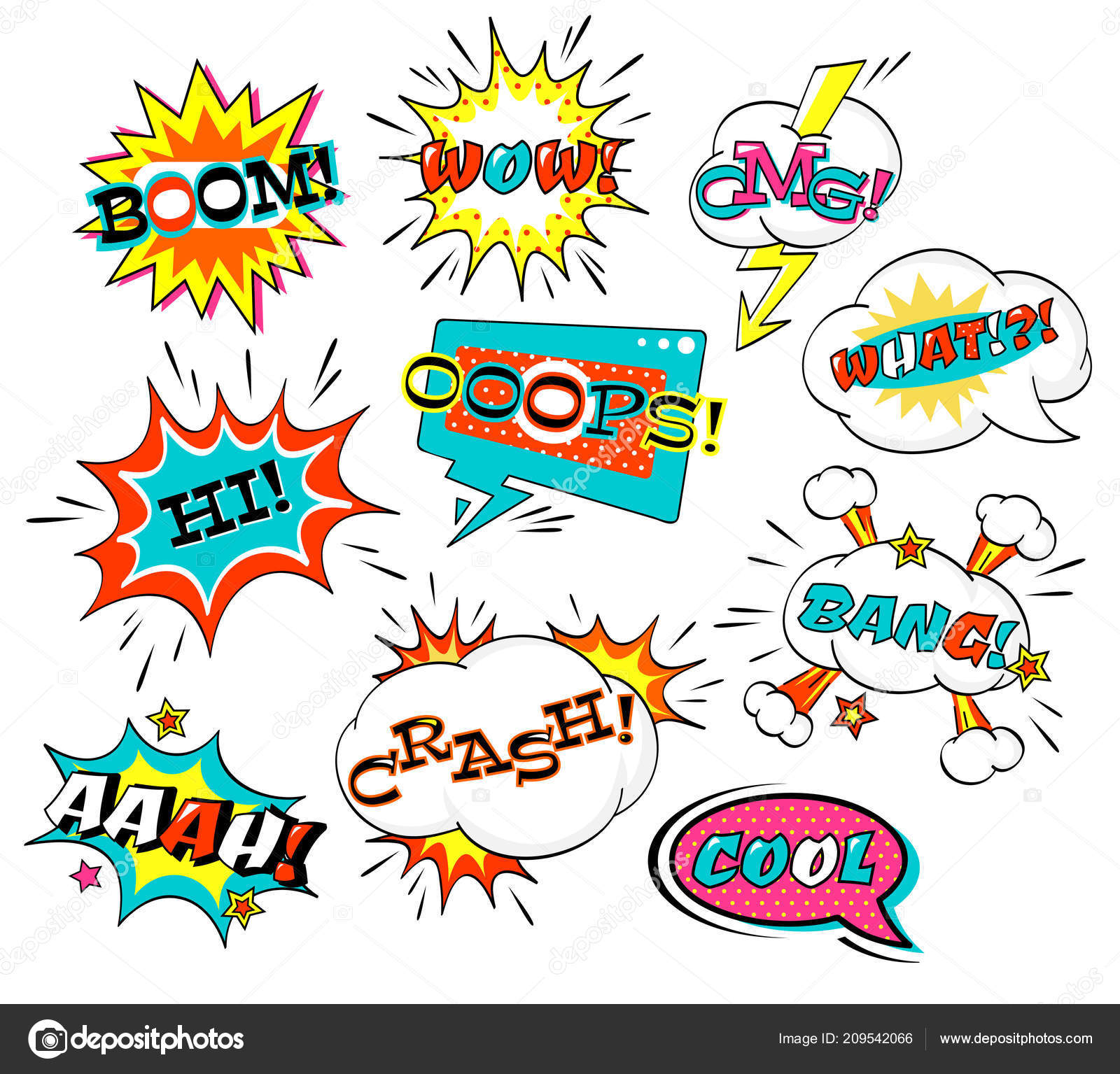 Set Comic Speech Bubble Inscription Boom Wow What Bang Omg Stock Vector Image by ©frenta #209542066 Set Comic Speech Bubble Inscription Boom Wow What Bang Omg Stock Vector Image by ©frenta #209542066