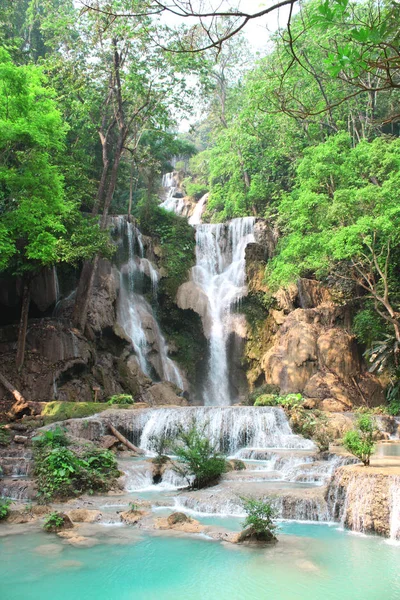 Tad Kuang Vattenfall Skogen Nära Till Luang Prabang Laos — Stockfoto