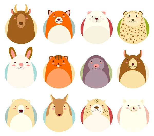 Retro Pastel Renklerde Sevimli Hayvanlar Ile Saf Elle Çizilmiş Tarzı — Stok Vektör