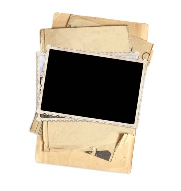 Scrapbooking için vintage öğeleri koleksiyonu. Eski kağıt ve retro fotoğraf nesneler üzerinde beyaz izole. Şablonu alay. Metin için yer kopyalayın