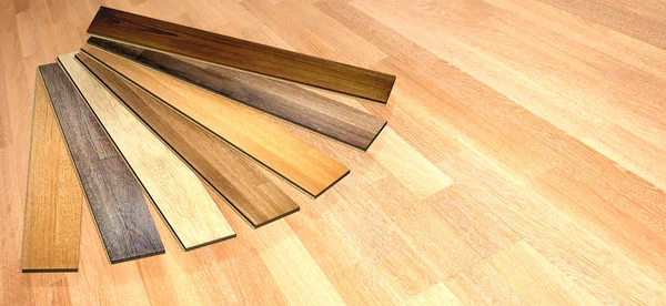 Horizontal Banner New Planks Oak Parquet Different Colors Rustic Texture — Stock Photo, Image