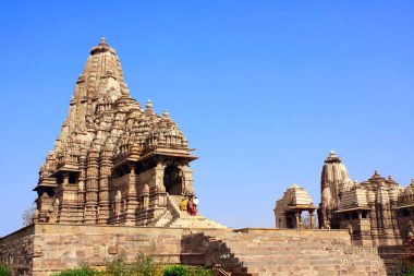 Antik tapınak Batı tapınaklar Khajuraho, Madya Pradeş, Hindistan karmaşık. UNESCO Dünya Miras Listesi