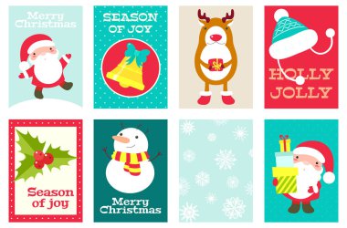 Noel başlık, arka plan, el ilanı, afiş kümesi. Xmas poster ve etiket scrapbooking için. Vektör şablon kartı tebrik, Dekorasyon, kutlama, kırmızı ve yeşil renkte davet için. Eps8