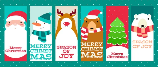 크리스마스 전단지 현수막의 집합입니다 크리스마스 포스터와 스티커입니다 템플릿 인사말 귀여운 — 스톡 벡터