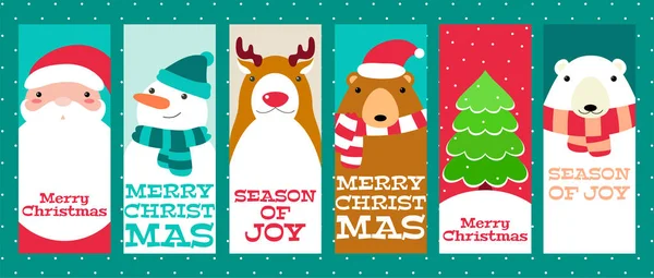 Aantal Verticale Kerst Banner Achtergrond Flyer Plakkaat Xmas Poster Sticker — Stockvector